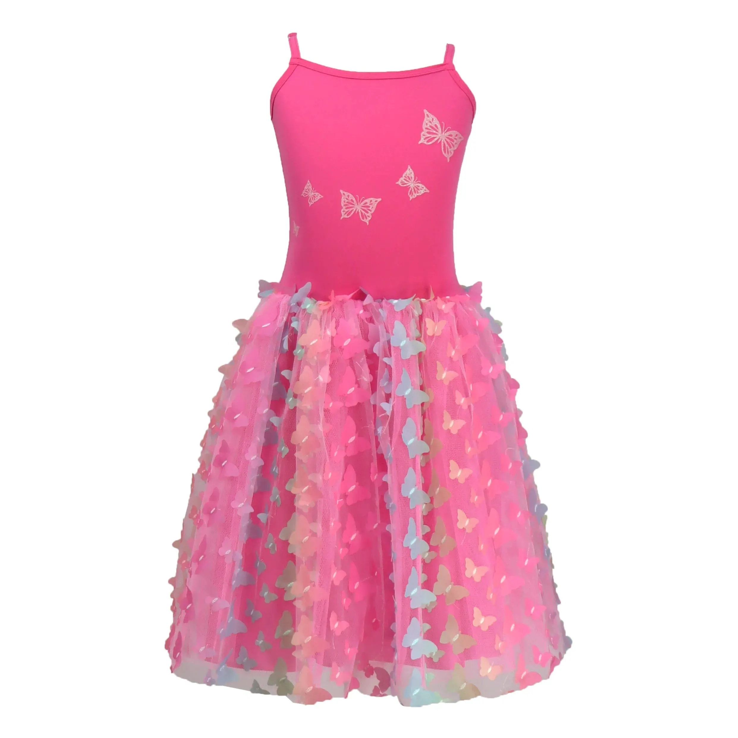 RAINBOW BUTTERFLY DRESS HOT PINK