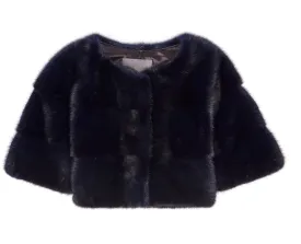 Sarah Mini Mink Fur Jacket Blu