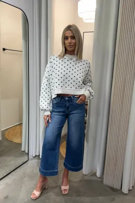 SERY CROPPED WIDE LEG DENIM JEANS