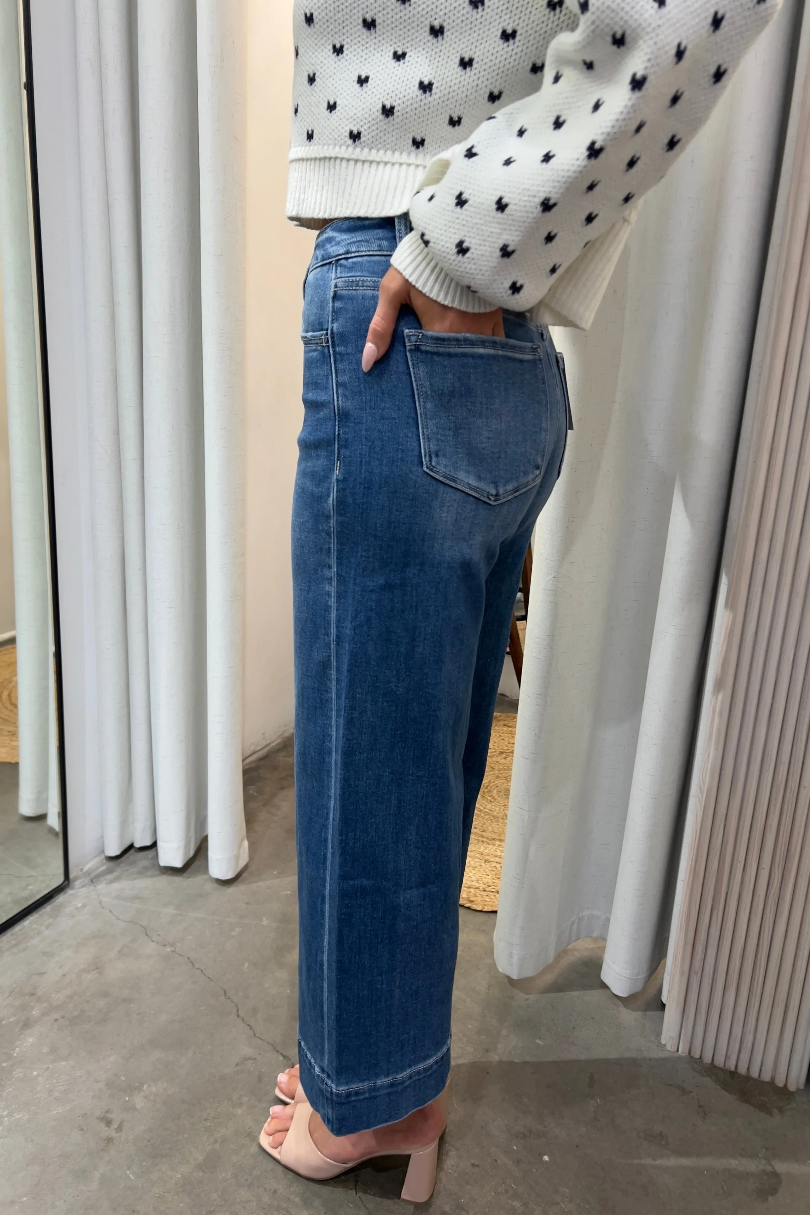 SERY CROPPED WIDE LEG DENIM JEANS