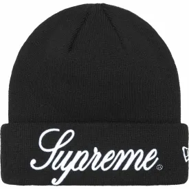 Supreme x New Era Script Black Beanie