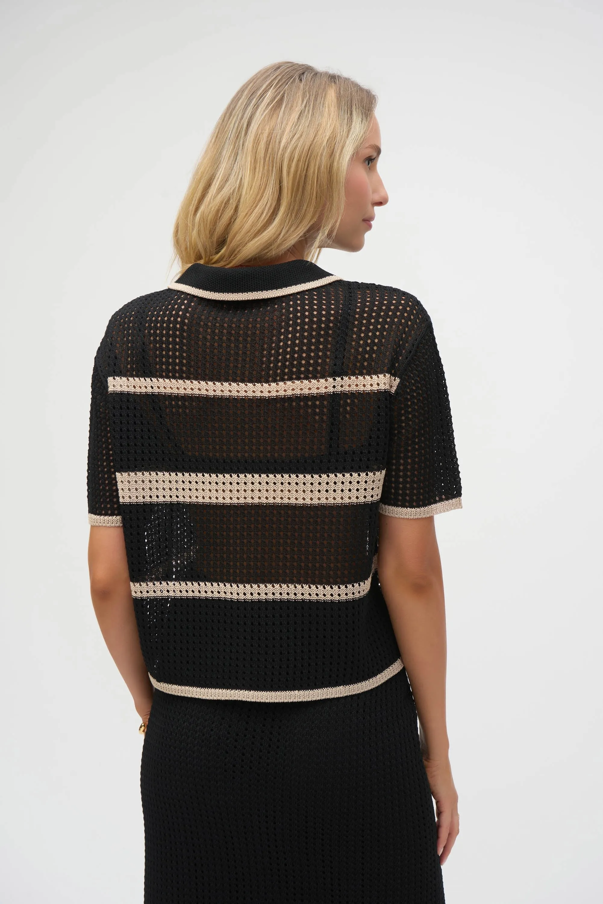Sweater Knit Open Stitch Stripe Cover Up 252924