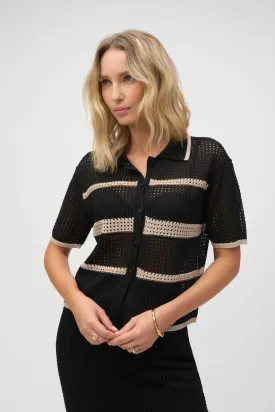 Sweater Knit Open Stitch Stripe Cover Up 252924