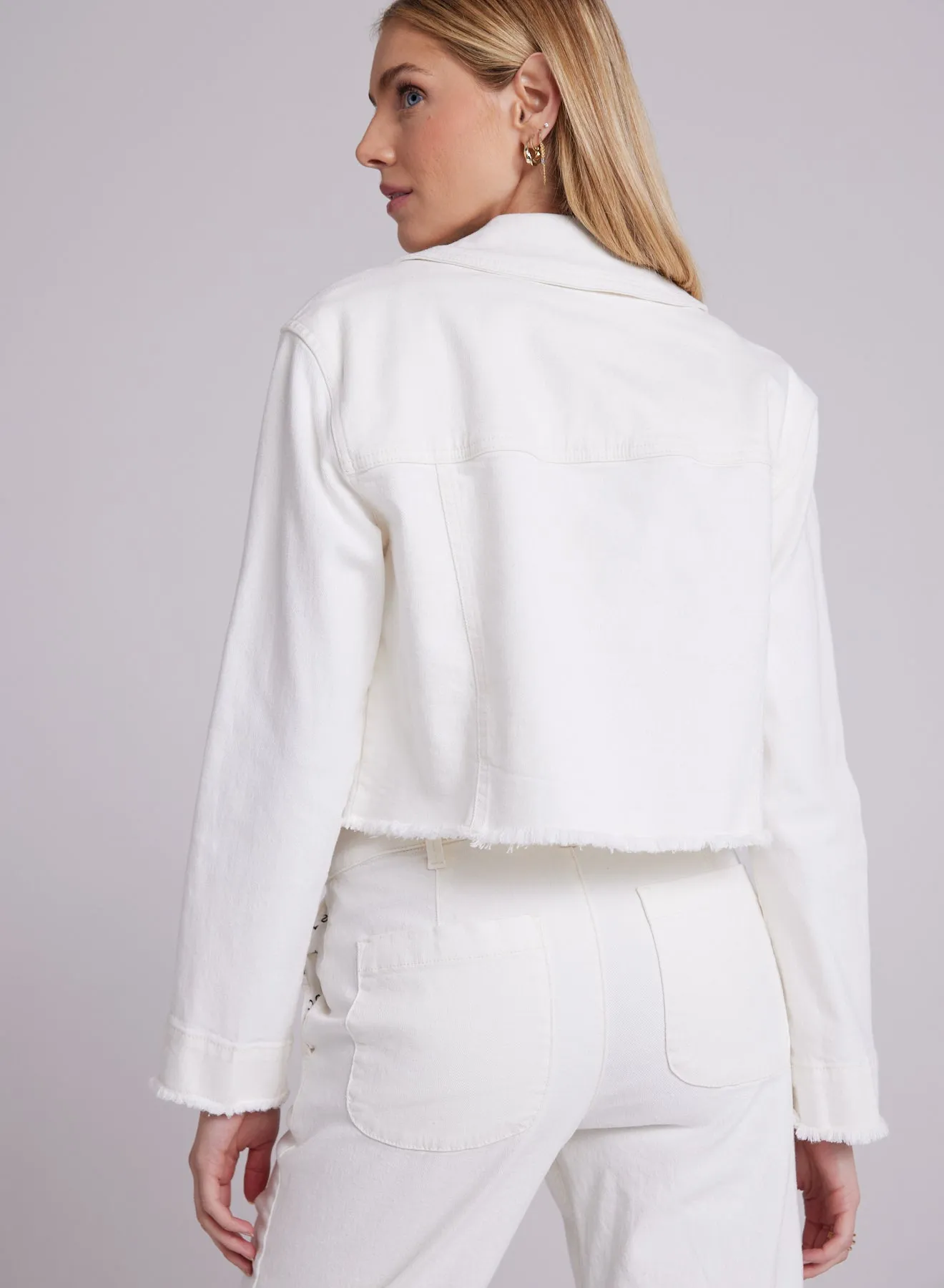 Willa  Seam Pocket Frayed Jacket - Winter White