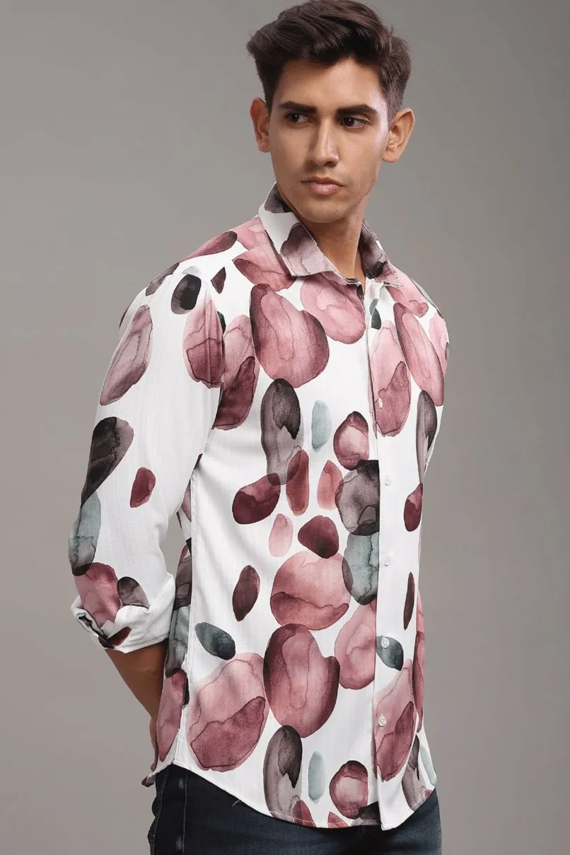 Wine Bubble Printed Shirt - Full - Wrinkle Free