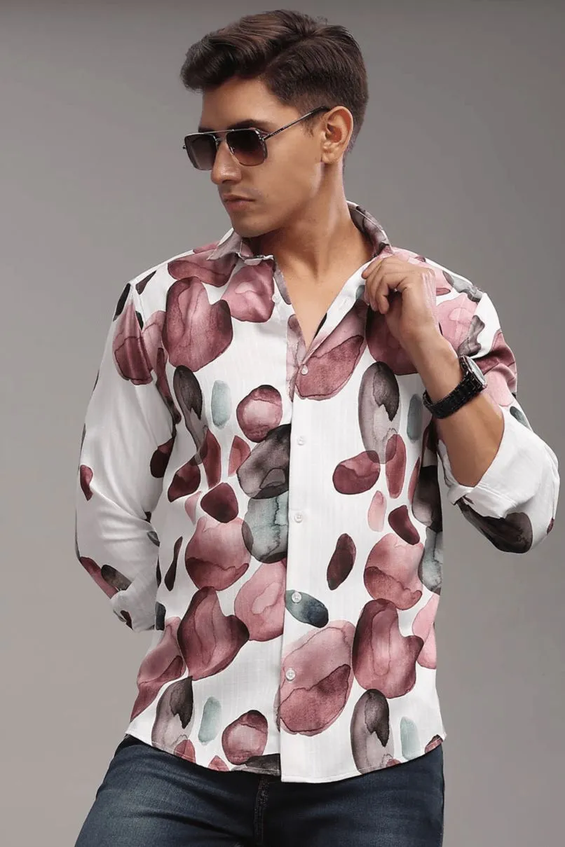 Wine Bubble Printed Shirt - Full - Wrinkle Free