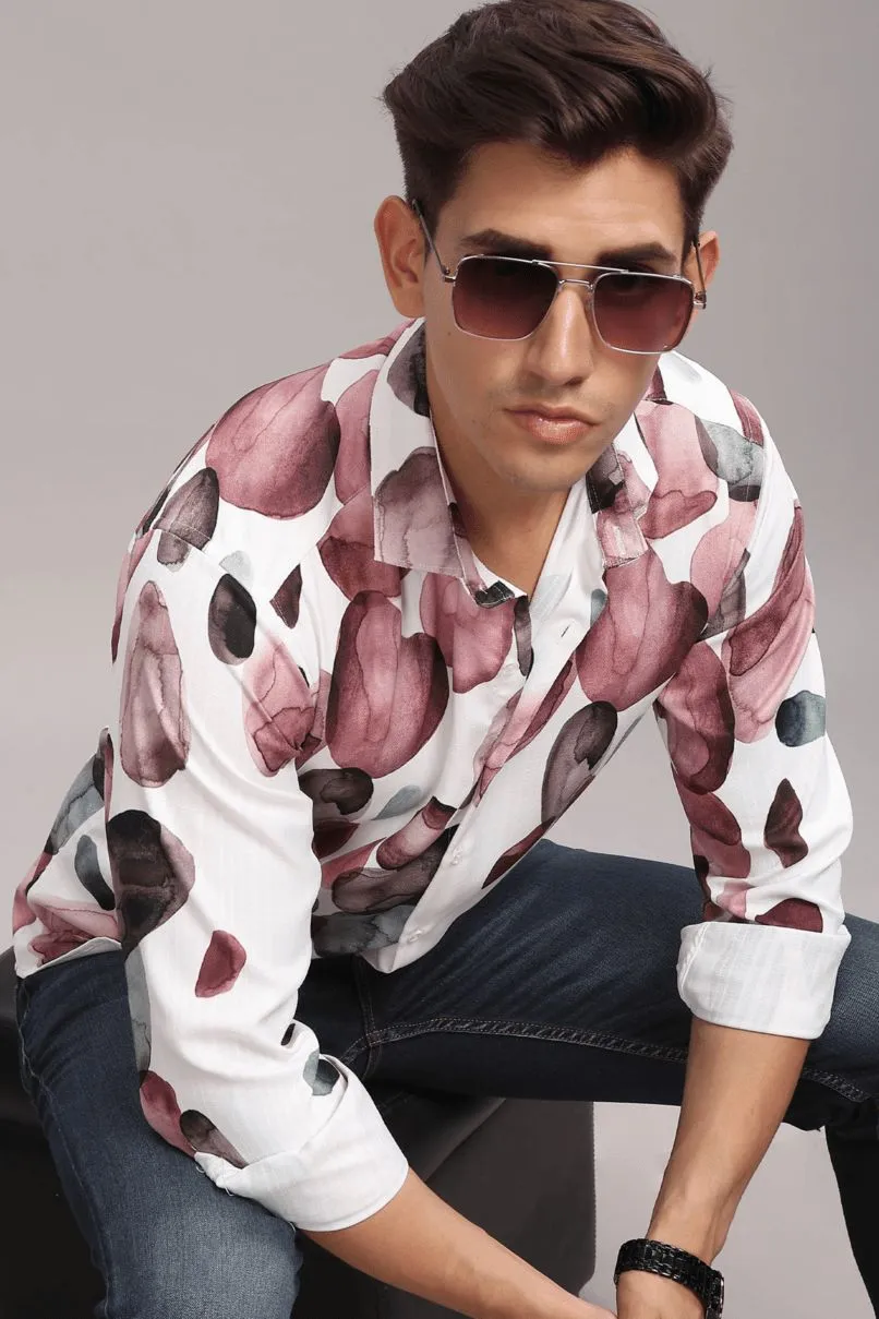 Wine Bubble Printed Shirt - Full - Wrinkle Free