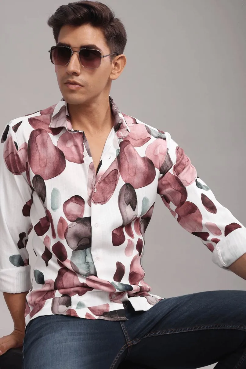 Wine Bubble Printed Shirt - Full - Wrinkle Free