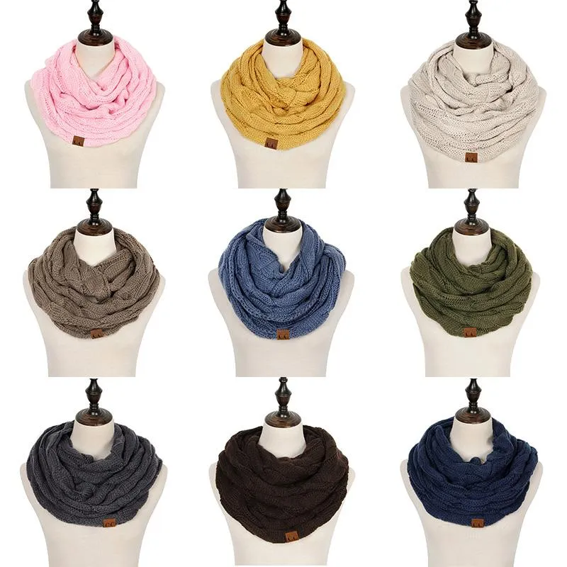 Winter Knitted Cable Ring Scarf Female Autumn Infinity Scarves