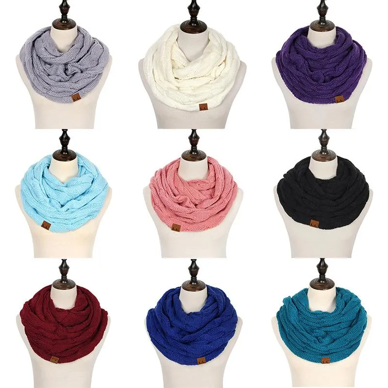 Winter Knitted Cable Ring Scarf Female Autumn Infinity Scarves