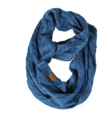 Winter Knitted Cable Ring Scarf Female Autumn Infinity Scarves