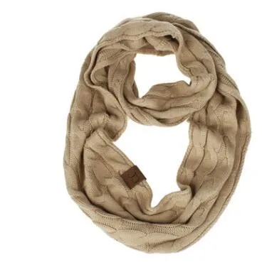 Winter Knitted Cable Ring Scarf Female Autumn Infinity Scarves