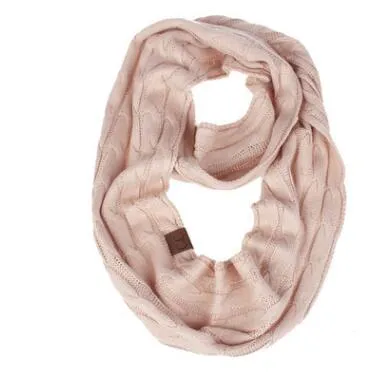 Winter Knitted Cable Ring Scarf Female Autumn Infinity Scarves