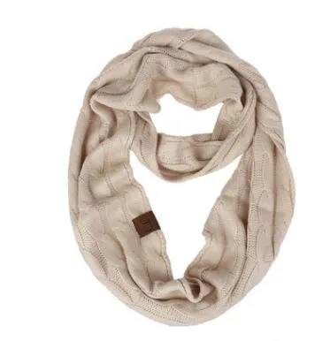Winter Knitted Cable Ring Scarf Female Autumn Infinity Scarves