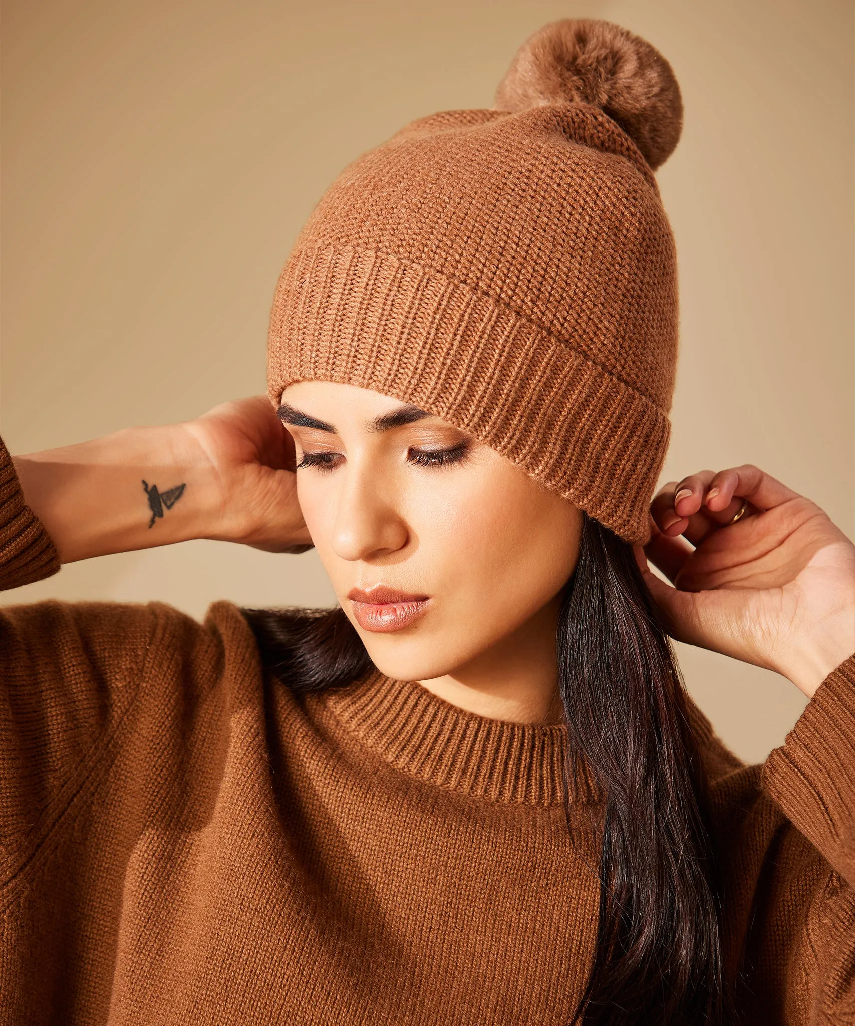 Wool/Cashmere Honeycomb Beanie