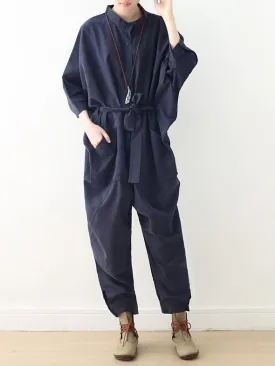 xakxx Loose Lace-Up Overall Jumpsuits