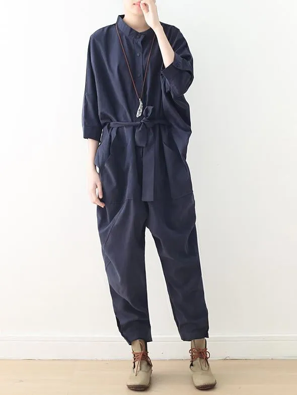 xakxx Loose Lace-Up Overall Jumpsuits