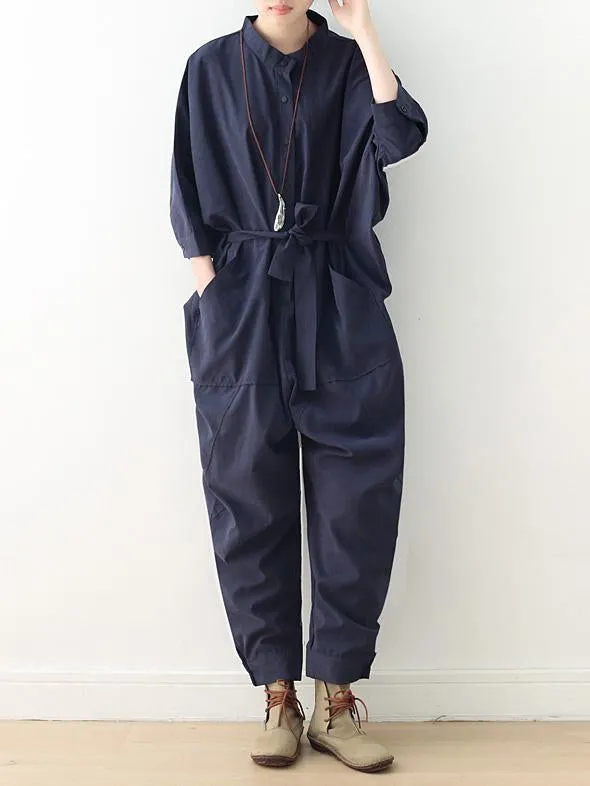 xakxx Loose Lace-Up Overall Jumpsuits