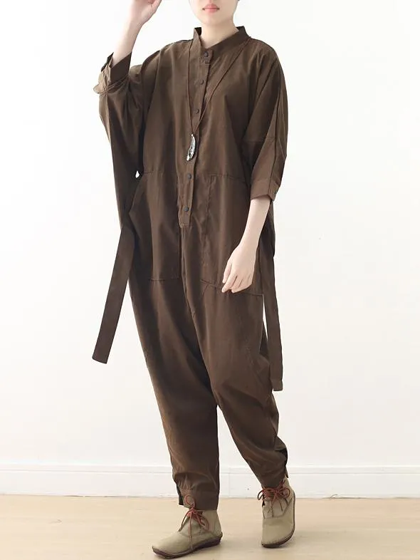 xakxx Loose Lace-Up Overall Jumpsuits