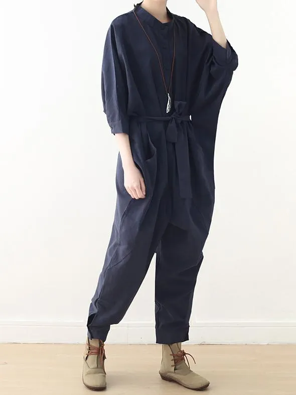 xakxx Loose Lace-Up Overall Jumpsuits