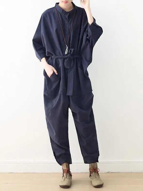 xakxx Loose Lace-Up Overall Jumpsuits