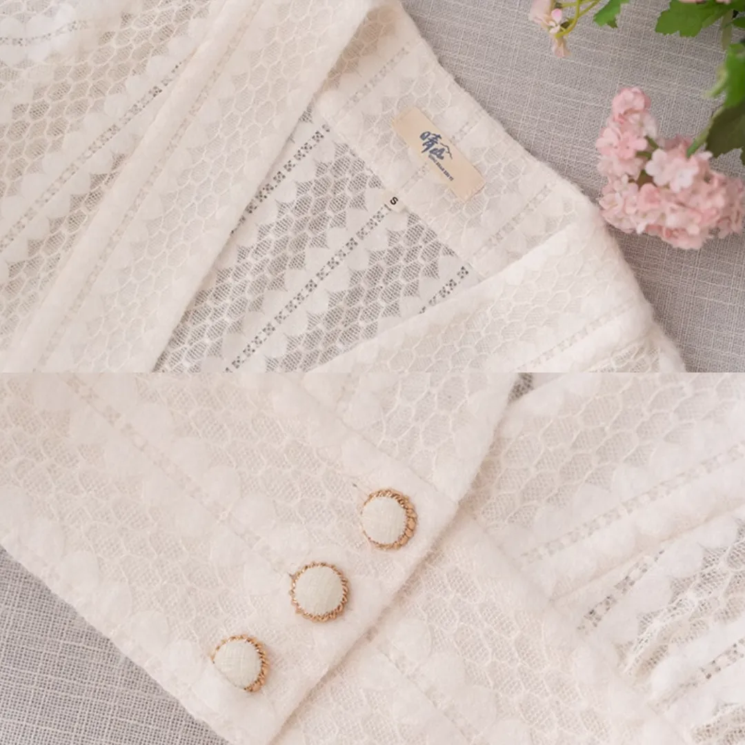 Xue Hua 雪花 Snowflake Republic of China Knitted Lace Qipao Cardigan